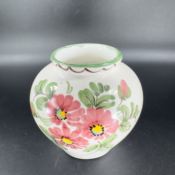 Vintage German Pottery Vase Vessel Flower Pot Planter Ceramic Flower Pattern VTG - Picture 9 of 12